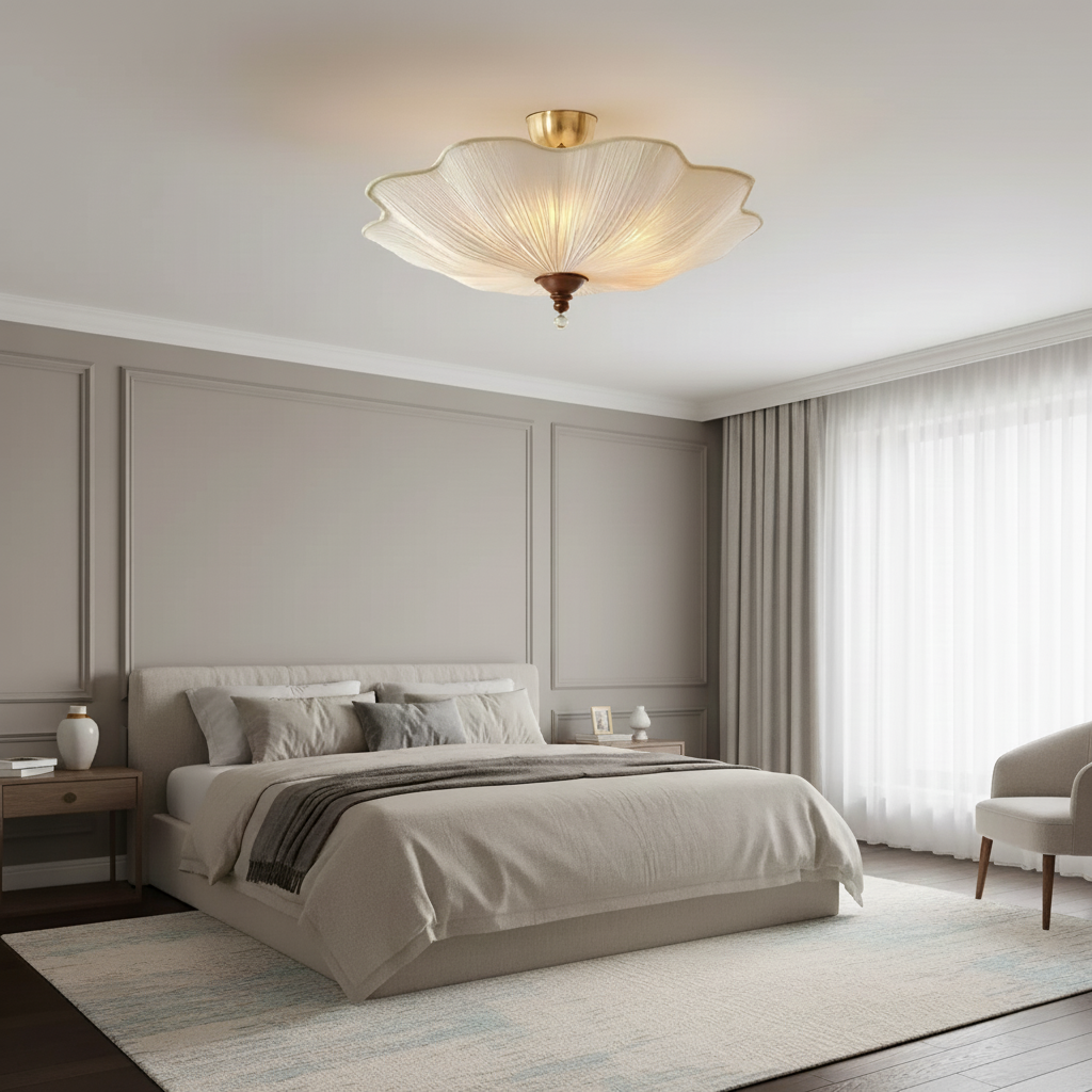 French Retro Lotus Leaf Hanging  Lamp for Living Room & Bedroom