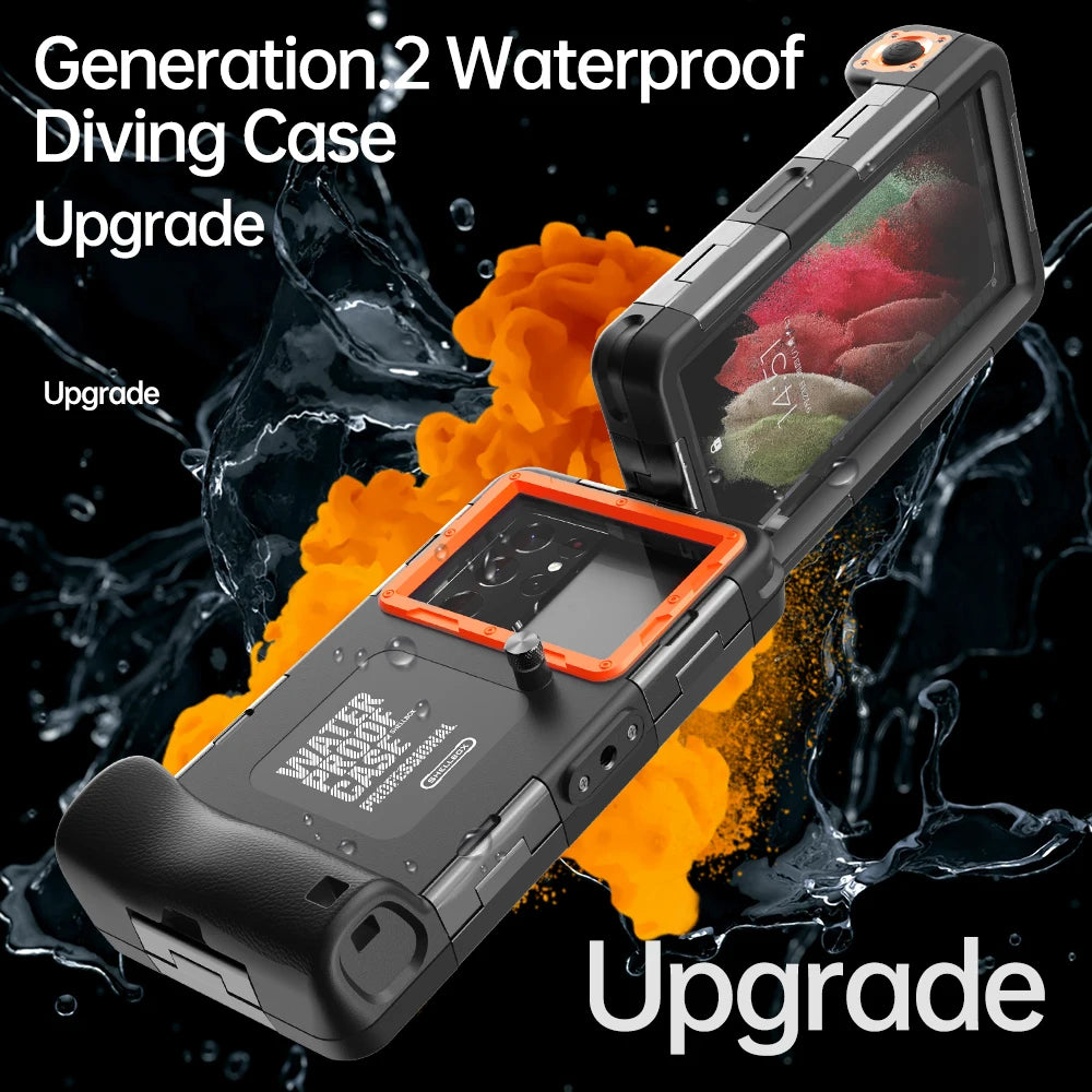 Dive Deep with Confidence: 15M Waterproof Professional Diving Phone Case for iPhone & Samsung S24/S23 Ultra!