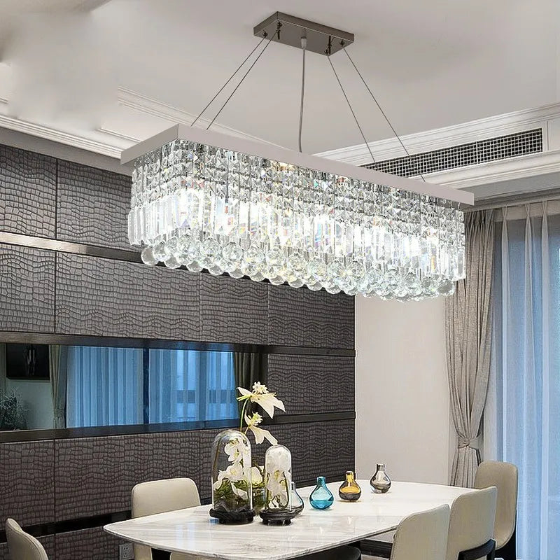 Modern LED Crystal Chandelier Hanging Light for Dining Rooms, Bedrooms & Living Spaces