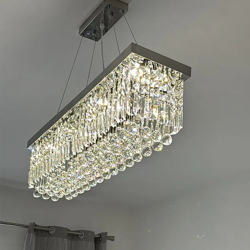 Modern LED Crystal Chandelier Hanging Light for Dining Rooms, Bedrooms & Living Spaces