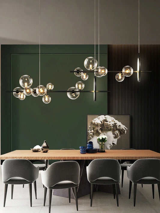 Modern Glass Bubble Chandelier Elegant LED Hanging Light for Any Space