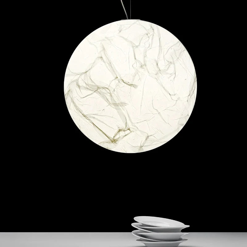 Nordic Moon Chandelier LED Paper Ball Pendant Lamp for Living Room, Bedroom & Kids’ Space Decor