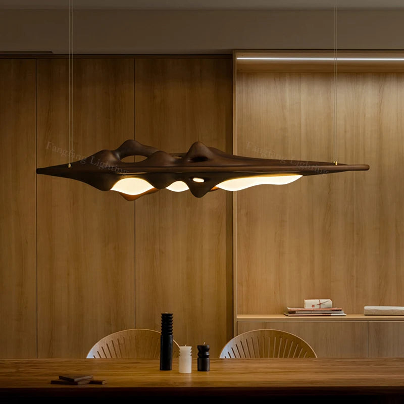 Luxury Solid Wood LED Pendant Lights | Remote Control & Dimmable Hanging Lamp for Kitchen, Dining & Living Room