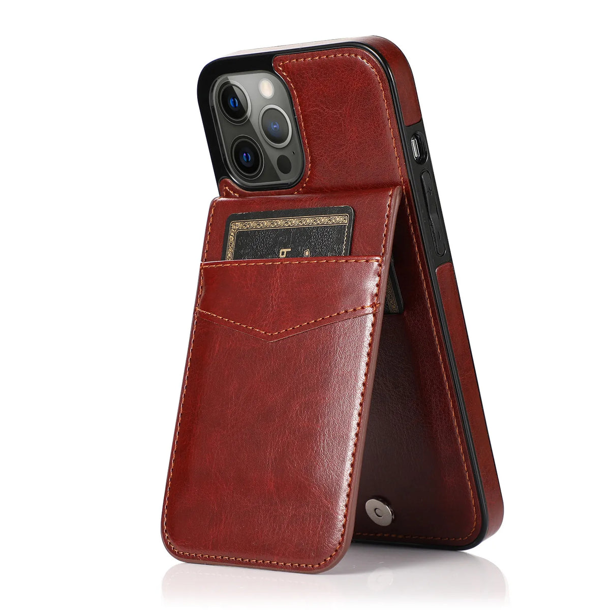 Premium Leather Wallet Case Flip Cover with Kickstand,Credit Card Holder for iPhone 8-14 Series