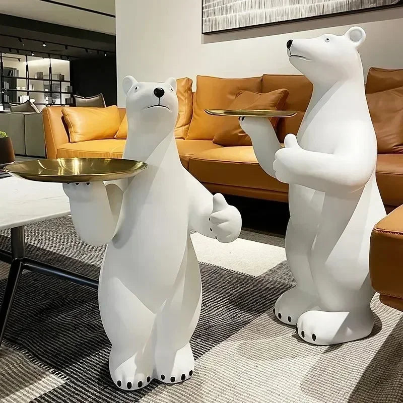Luxury Polar Bear Side Table – 83cm Oversize Tray Table for Living Room & Home Decoration