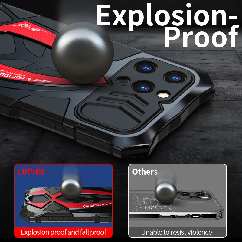 Ultimate Protection: Luphie Metal Armor Case for iPhone 11/12/13/14/15 Pro Max & Plus - Shockproof & Stylish! 🛡️📱