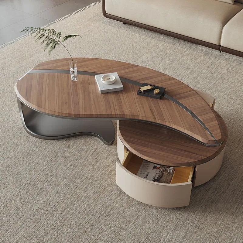 Storage Ready Wooden Coffee Table  Modern Luxury Nordic Centerpiece for Home