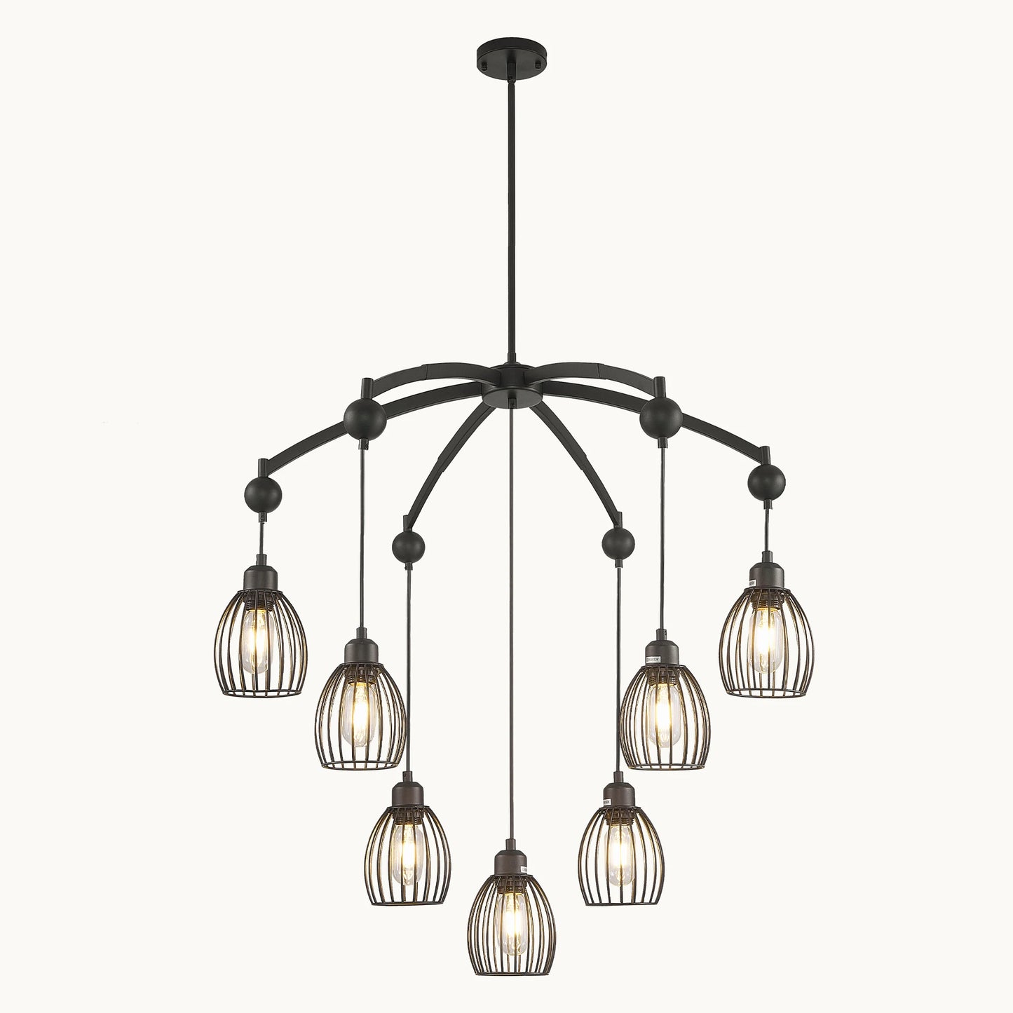 Luxury Farmhouse Pendant Light – Adjustable Black Rope Industrial Chandelier for Home