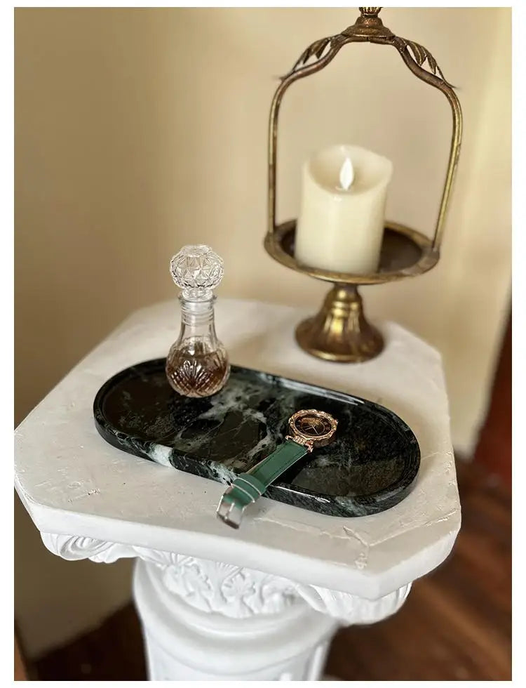 Luxury Marble Bathroom Tray Elegant Natural Stone Vanity & Cosmetic Organizer