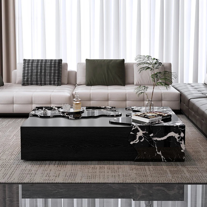 Italian Marble Coffee Table With Rectangle Art Furniture for Living Room