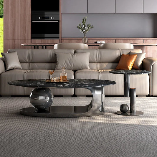 Luxury Industrial Clear Coffee Table – Modern Mesa De Centro for Home Interiors