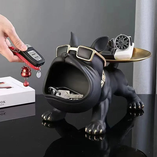 Animal Ornament & Storage Box – 22cm Bulldog Figurine for Home Decor or Gift