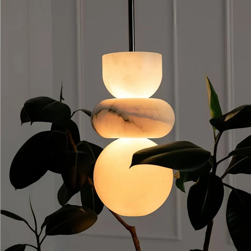 Modern Art Spanish Marble Pendant Light Minimalist Alabaster Chandelier for Luxury Villas & Kitchens