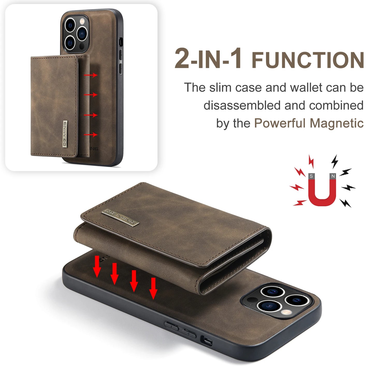 Premium Multi Card-Leather Wallet Case For iPhone 15 Pro Max, Plus, Pro & 15 - 12 Series