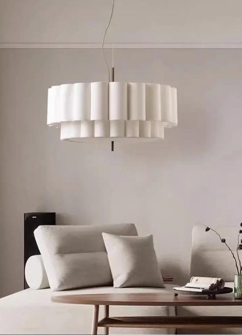 Wabi Sabi Fabric Chandelier Elegant Hanging Lamp for Modern Living & Bedroom Spaces