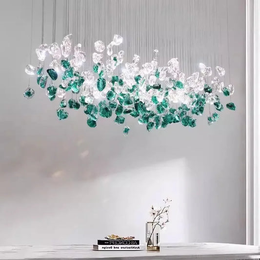Modern Stone Glass Chandeliers Elegant Pendant Lights for Dining Room, Villa & Home Decor