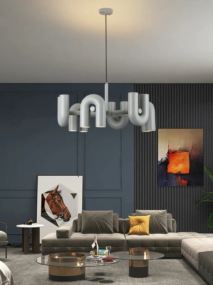 Modern U-Shaped Chandelier Minimalist Pendant Lamp for Kid's Rooms, Living Room & Bedroom Decor