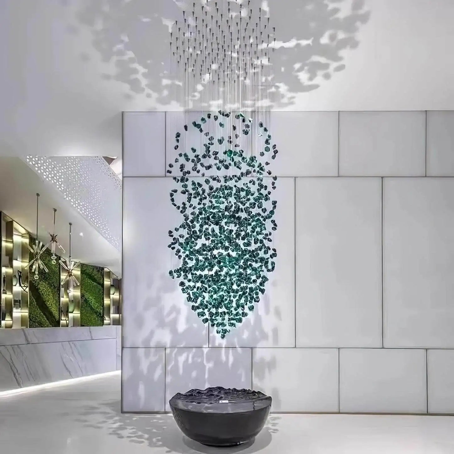 Royal Green Crystal Stone Chandelier for Lobby Loft Staircase