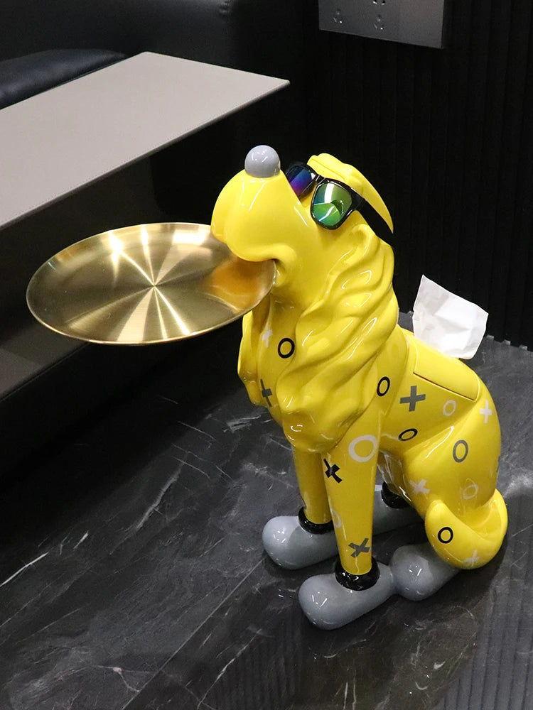 Stylish 70cm Large Dog Floor-Standing Tray Ornaments - Tissue Box & Sofa Side Home Accessories - Perfect Housewarming Gift!