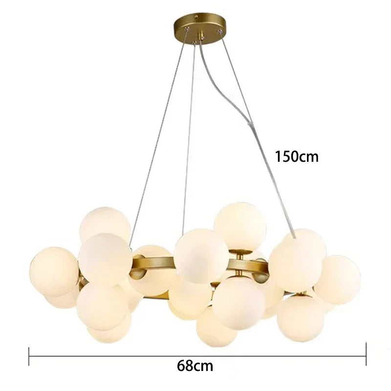 Modern Glass Bubble Chandelier Elegant Round Pendant Light Perfect for Living, Dining & Bedroom Spaces