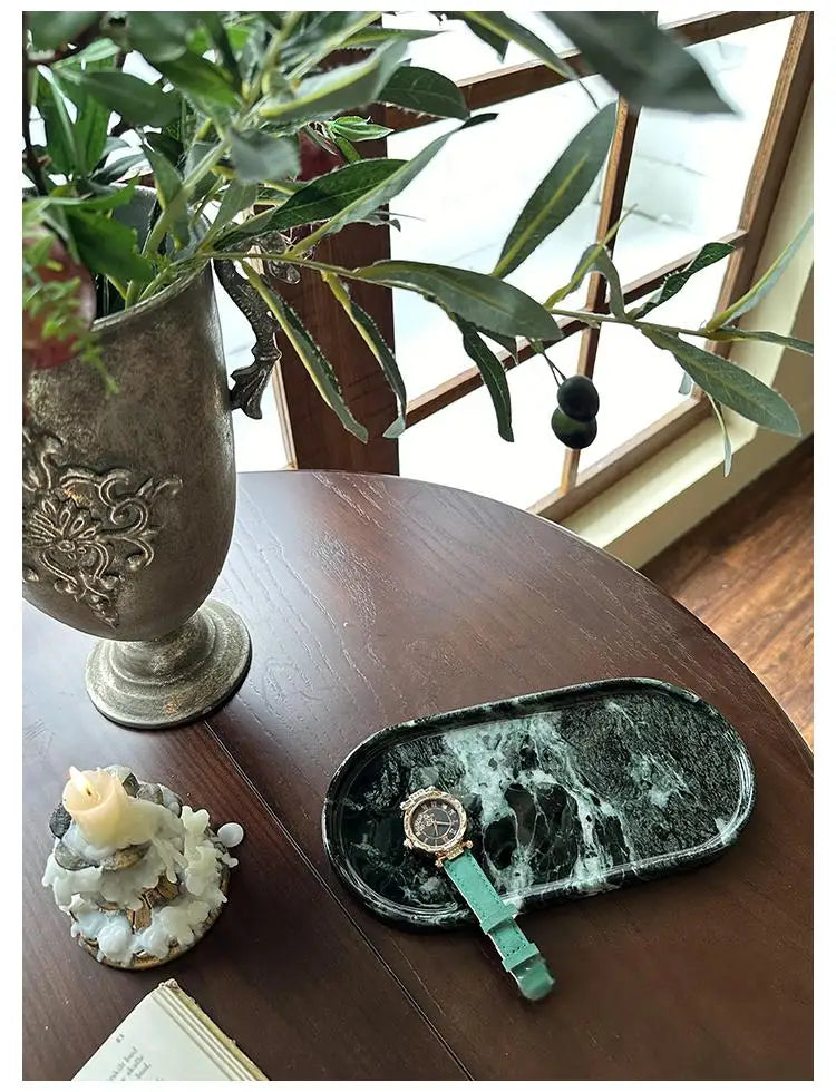 Luxury Marble Bathroom Tray Elegant Natural Stone Vanity & Cosmetic Organizer