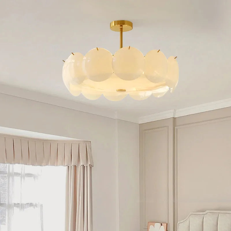 Sleek French Cream Ceiling Chandelier for Bedrooms & Living Rooms