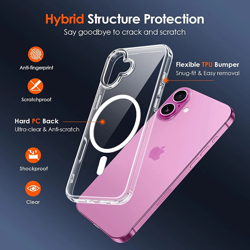 Premium MagSafe Magnetic Case for iPhone 16 Pro Max, Plus – Hybrid Protection