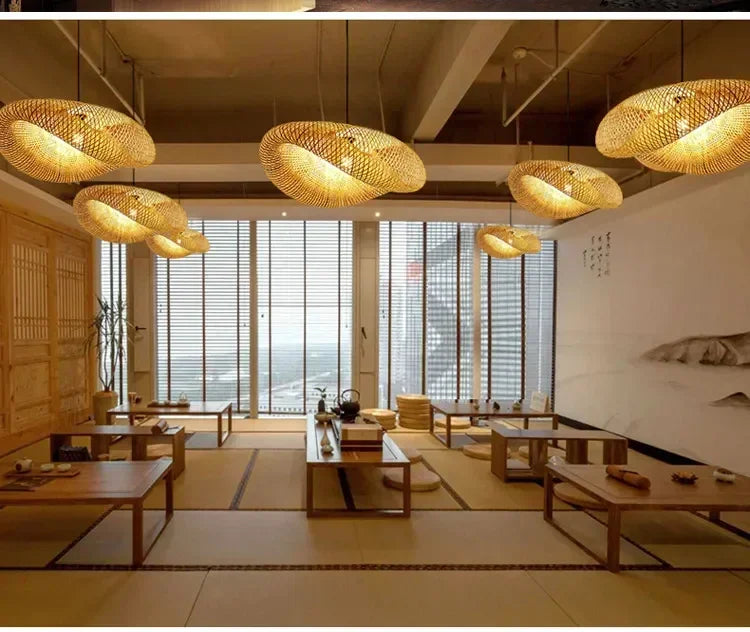 Handmade Bamboo Chandelier 40–80cm Hanging Lamp for Dining & Living Rooms