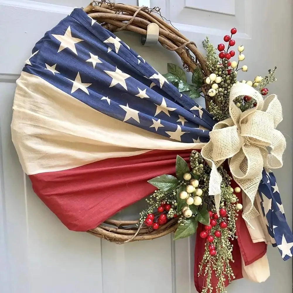 NEW 4th Of July Handmade Garland Wall Door Hanging (Wreath)