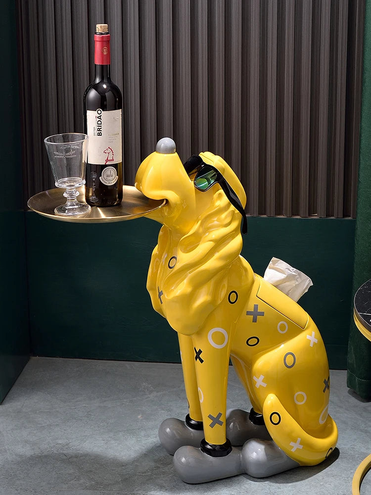 Stylish 70cm Large Dog Floor-Standing Tray Ornaments - Tissue Box & Sofa Side Home Accessories - Perfect Housewarming Gift!