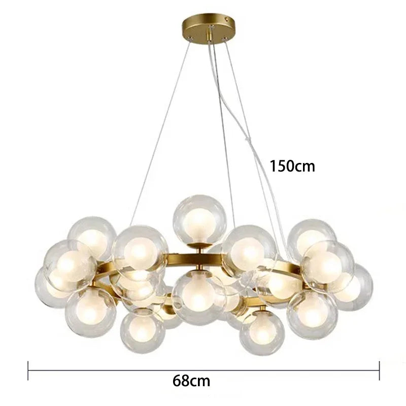 Modern Glass Bubble Chandelier Elegant Round Pendant Light Perfect for Living, Dining & Bedroom Spaces