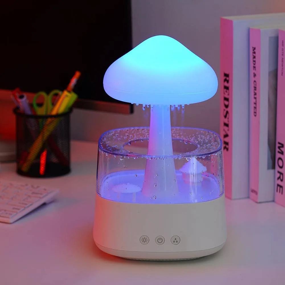 Mushroom Rain Aroma Diffuser: USB Colorful Night Light Humidifier with Relaxing Water Sounds!