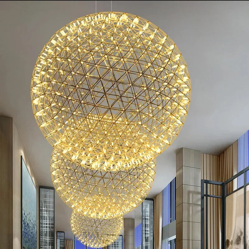 Modern Spark Ball LED Chandelier with Stainless Steel Elegance!