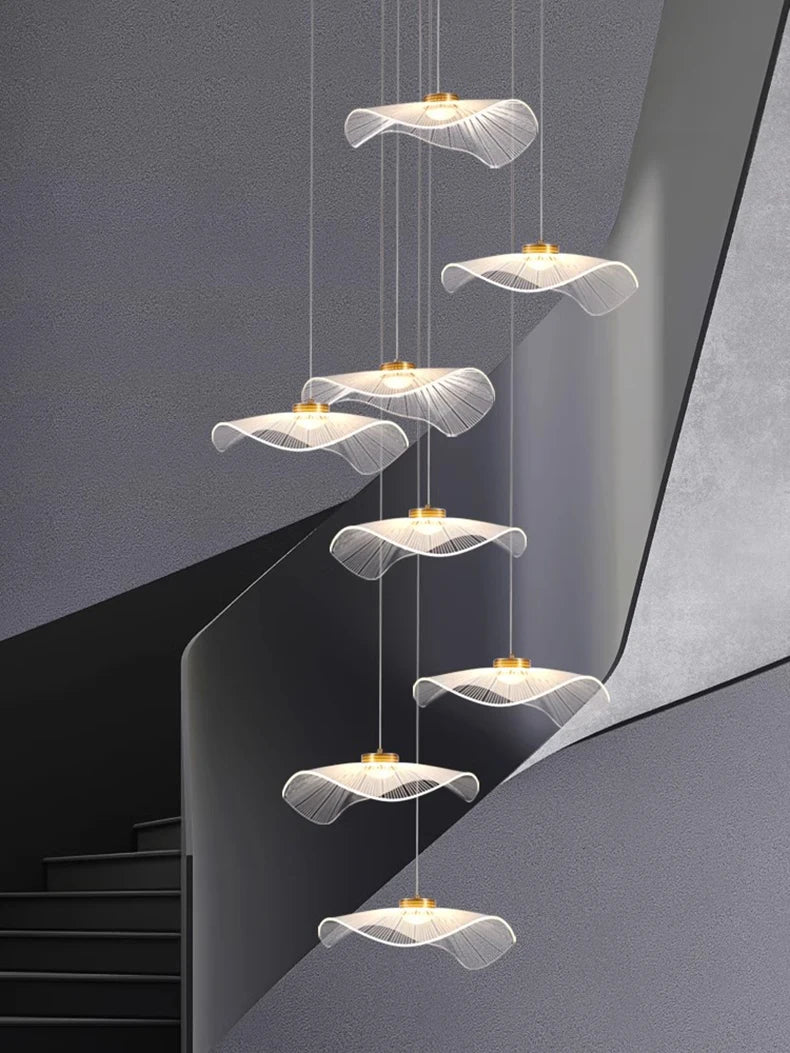 Innovative Hanging LED Chandeliers for staircases and Interiors and dining rooms