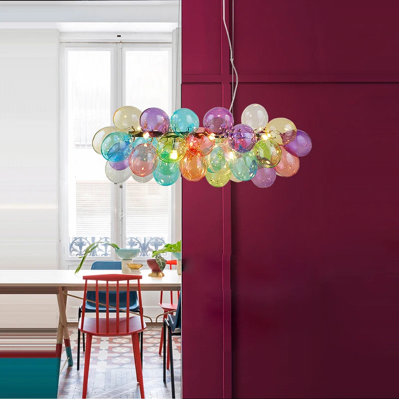 Post-Modern Colorful Glass Ball Chandeliers by SANDYHA – Chic Pendant Lamps for Living Rooms & Bedrooms!