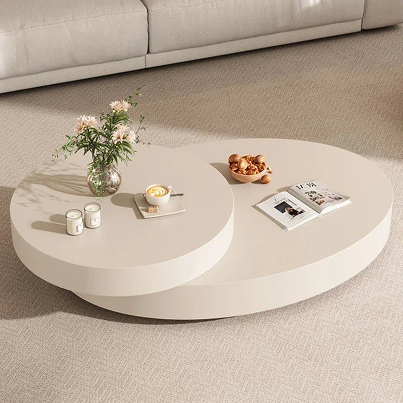Nordic Elegance Round Industrial Coffee Table with Modern Storage Design