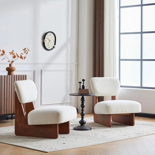 Armless Lounge Chairs (Set of 2) with Comfy Fabric Design Perfect for Reading or Relaxing