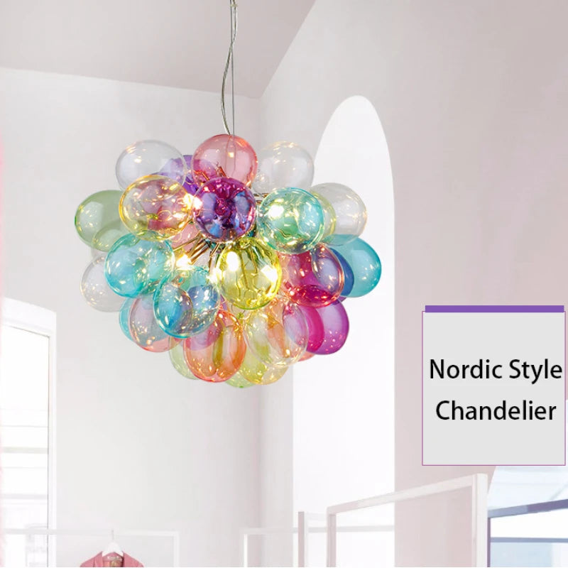 Post-Modern Colorful Glass Ball Chandeliers by SANDYHA – Chic Pendant Lamps for Living Rooms & Bedrooms!