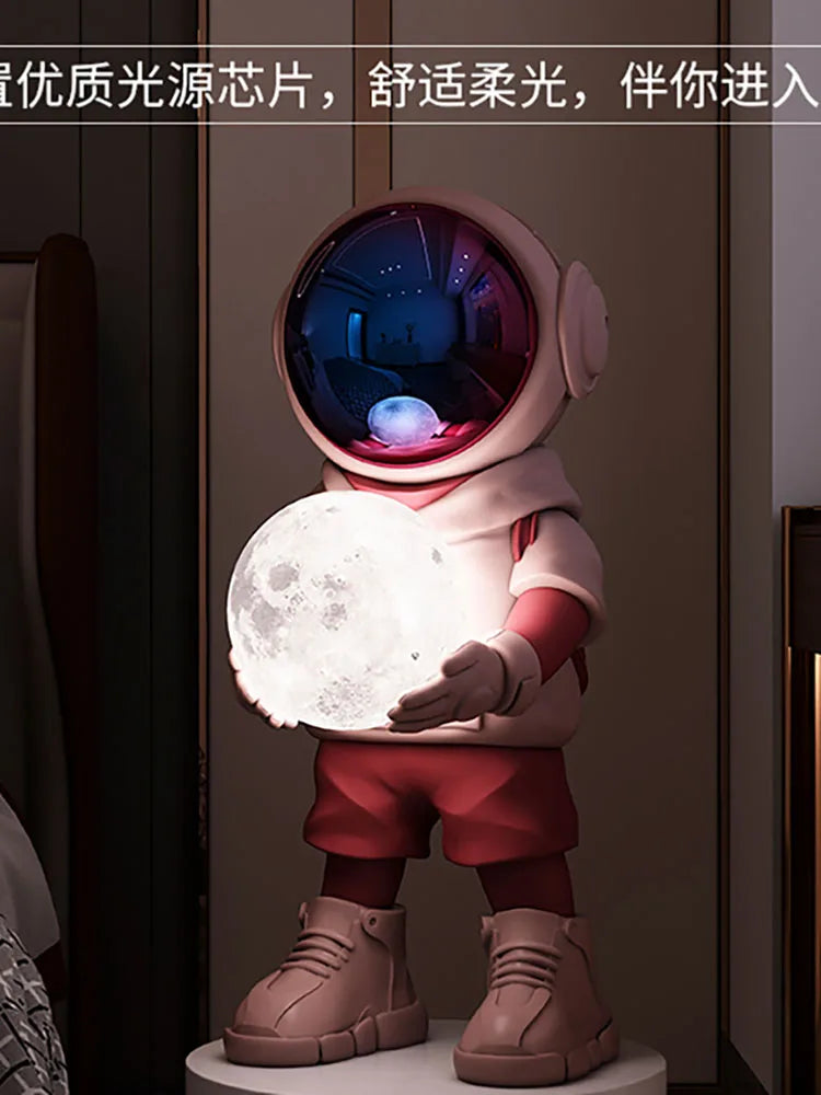 Nordic Astronaut Statue Floor Lamp & Tray – Modern Home Decor Sculpture for Living Room, TV Stand & Sofa Side Ornament