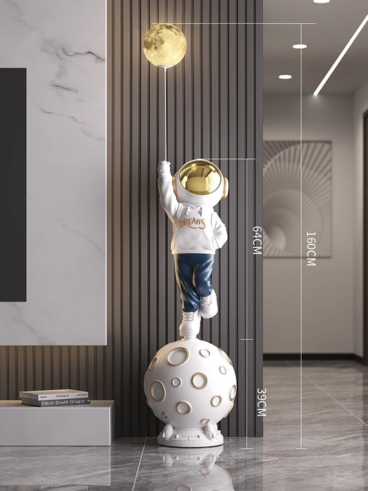 160CM Luminous Astronaut Lamp | Creative Sculpture Floor Ornament | Large Astronaut Statue for Living Room Decor