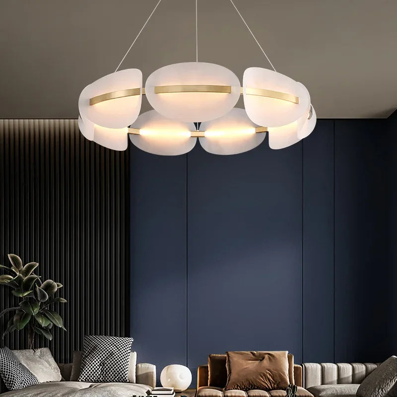 Modern Acrylic Leaf LED Chandelier For Living & Dining Rooms