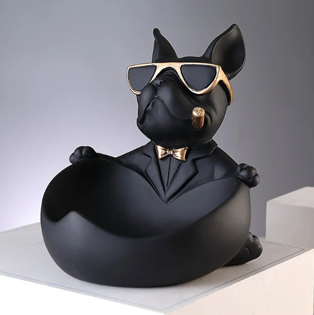 Stylish Bulldog Resin Figurine – Decorative Dog Statue & Functional Storage Box
