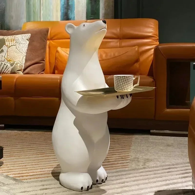 Luxury Polar Bear Side Table – 83cm Oversize Tray Table for Living Room & Home Decoration