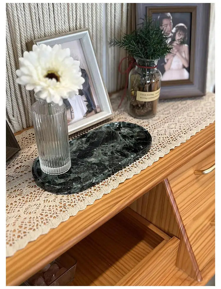 Luxury Marble Bathroom Tray Elegant Natural Stone Vanity & Cosmetic Organizer