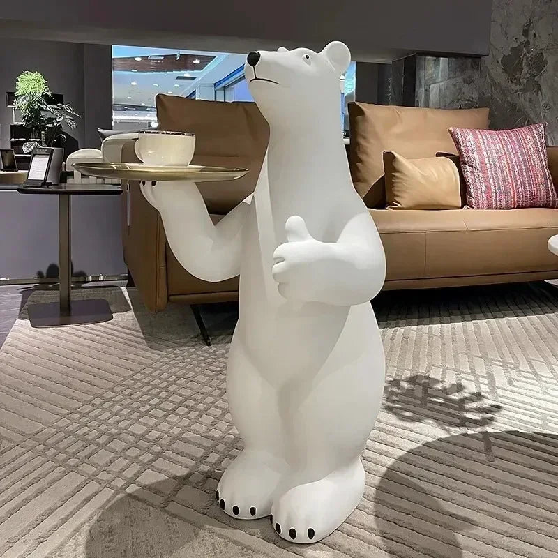 Luxury Polar Bear Side Table – 83cm Oversize Tray Table for Living Room & Home Decoration