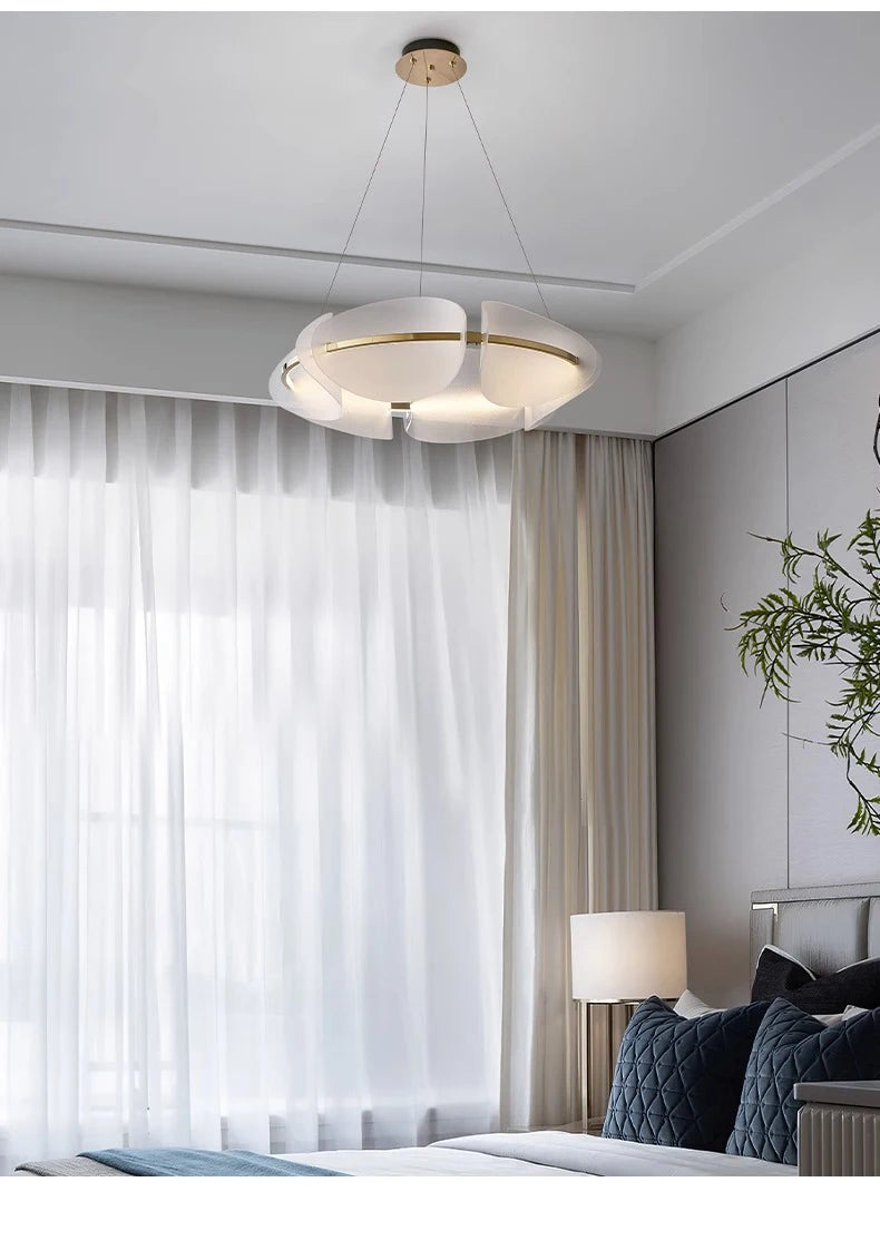 Modern Acrylic Leaf LED Chandelier For Living & Dining Rooms