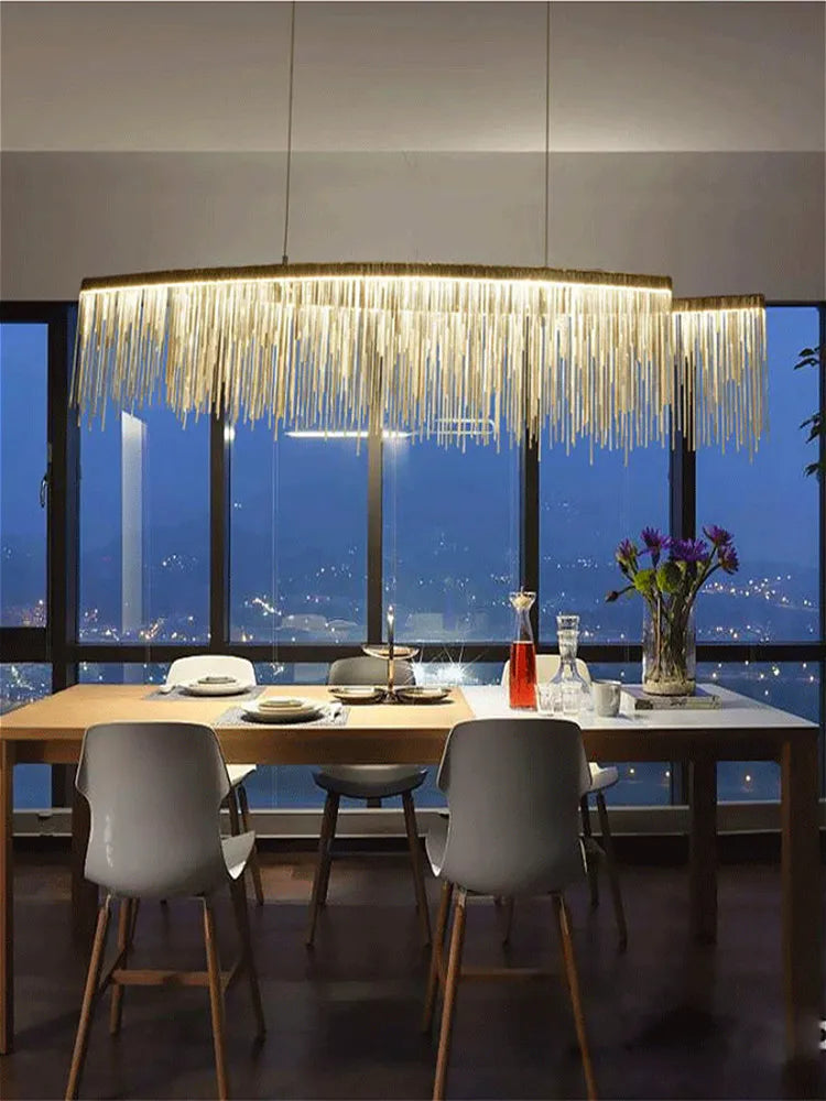Luxury Tassel Chain LED Restaurant Chandeliers for Living Room, Club, Hotel, Reception