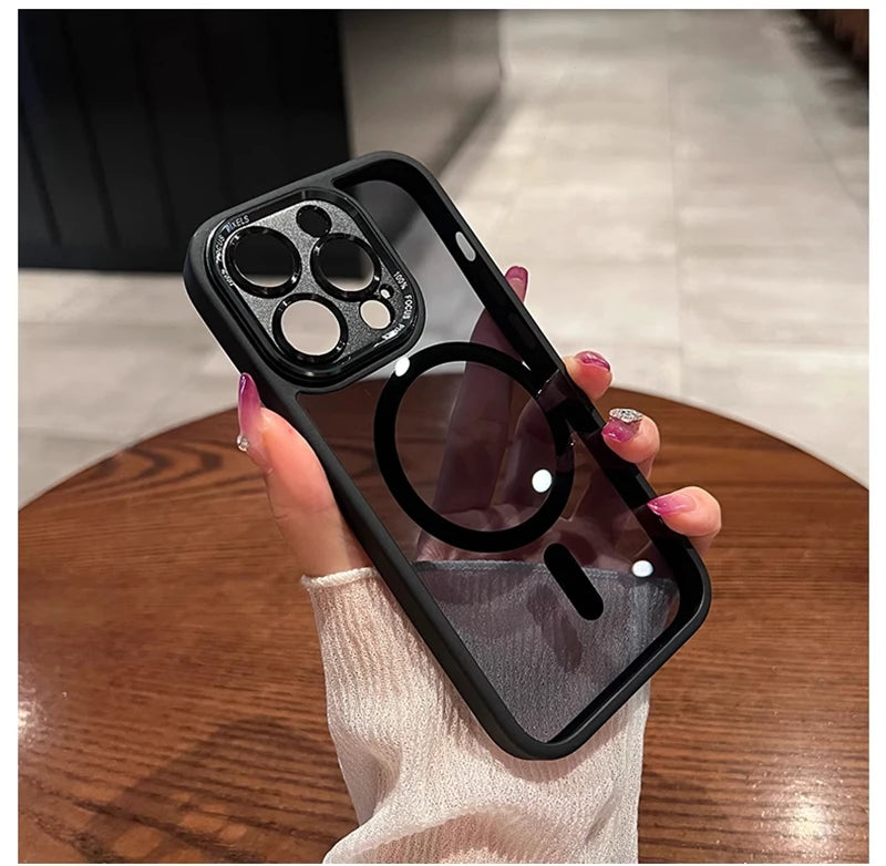 Crystal Clear & Shockproof: Luxury Acrylic Magnetic Case for iPhone 16, 15, 14 Plus & 16 Pro Max