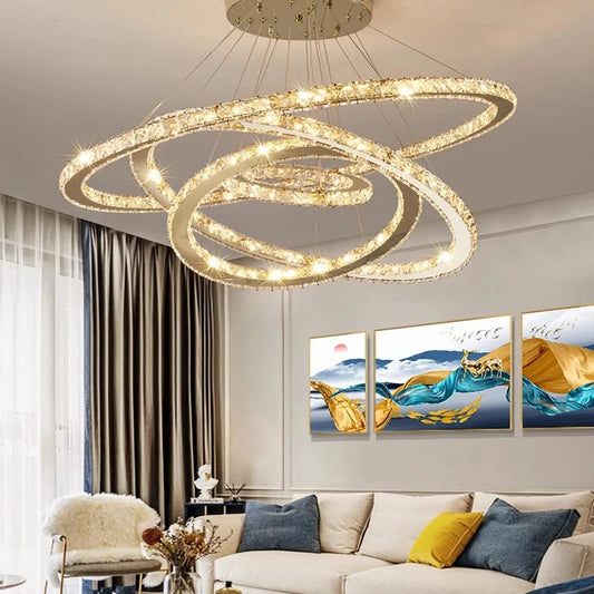 Sparkling Crystal LED Chandelier Perfect for Living & Dining Spaces