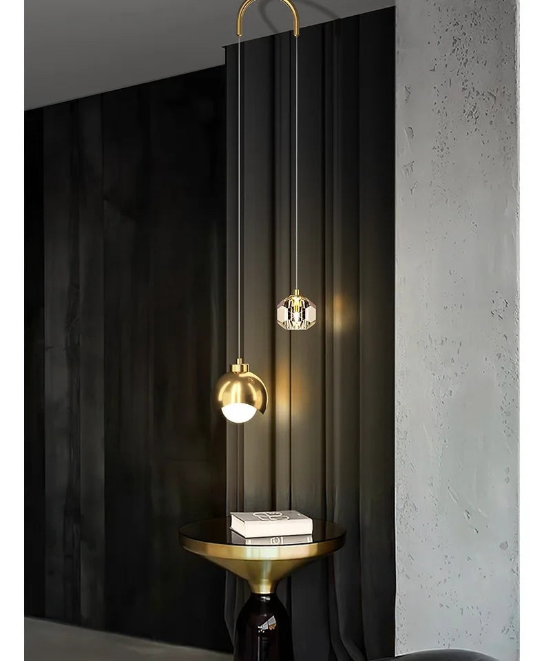 Vintage Indoor Bedside Ceiling Hanging Modern Gold/Black Chandelier Pendant Light